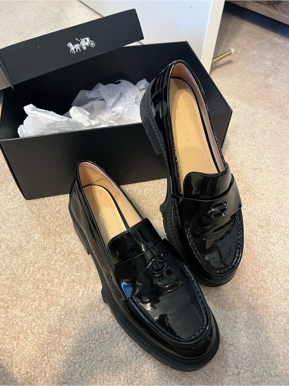 Coach Black Patent Loafers